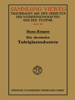 cover image of Die deutsche Tafelglasindustrie